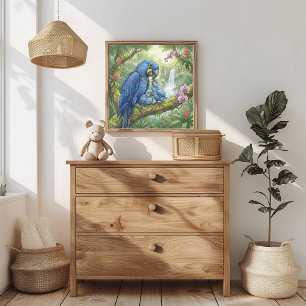 Mama Macaw and Chicks Nursery Poster