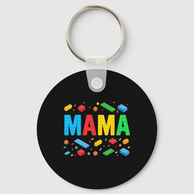 Mama Master Builder Building Bricks Blocks Funny M Keychain (Front)