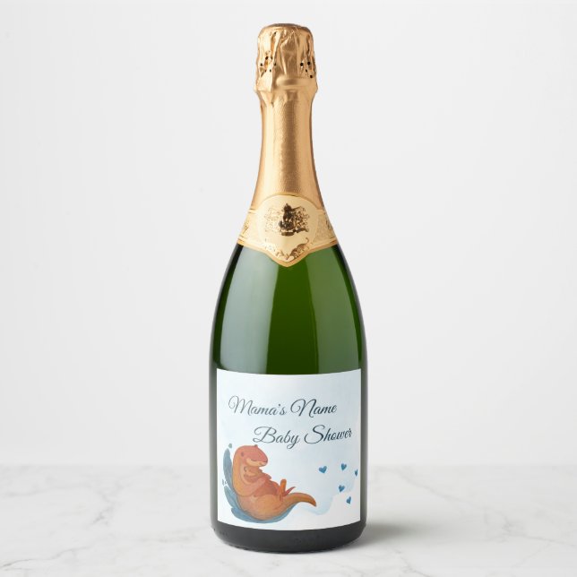 Mama & Me Otter Baby Shower Champagne Sparkling Wine Label (Front)