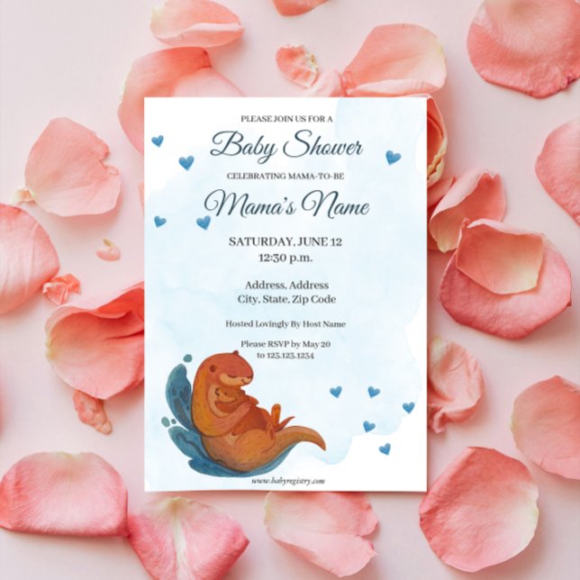 Mama & Me Otter Baby Shower Invitation (Creator Uploaded)