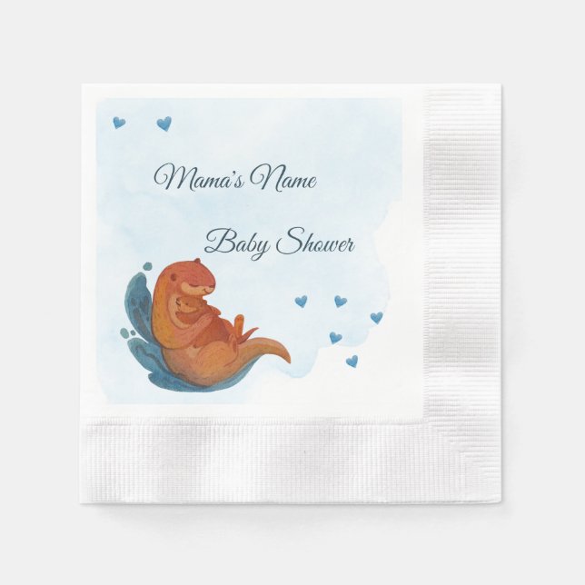 Mama & Me Otter Baby Shower Napkin (Front)