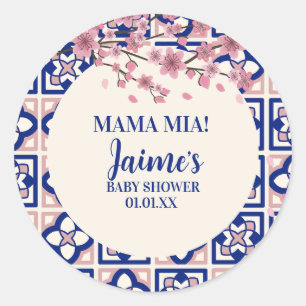 Mama Mia Baby Shower Cherry Blossoms Classic Round Sticker