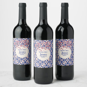 Mama Mia Baby Shower Cherry Blossoms Wine Label