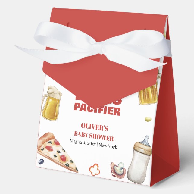 Mama Mia Pizza Beer Pacifier Baby Shower Favor Box (Front)