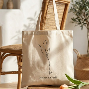 Mama Minimal Chic Script and Flower Tote Bag