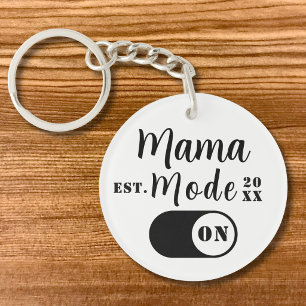 Mama Mode ON Keepsake, Est Year Custom Mom  Keychain