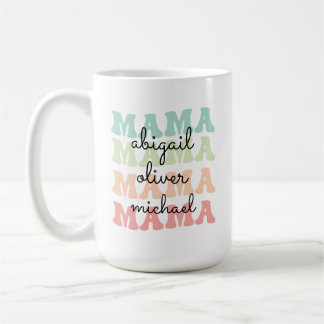 Mama Modern Mom Kids Names Mother's Day Gift  Coffee Mug