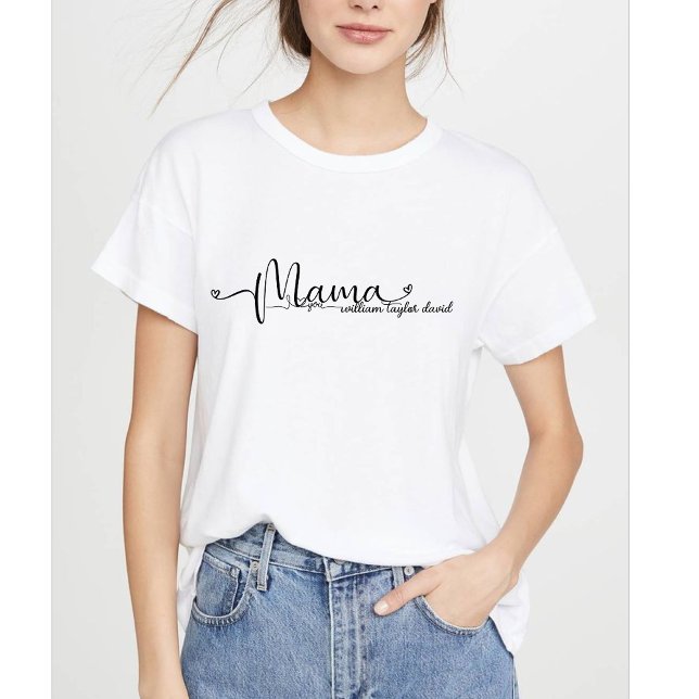 Mama Modern Mom Kids Names Mother's Day T-Shirt (Creator Uploaded)