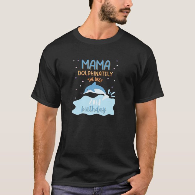 Mama Mom 2nd Birthday Dolphin Bday Party Family Ma T-Shirt (Front)