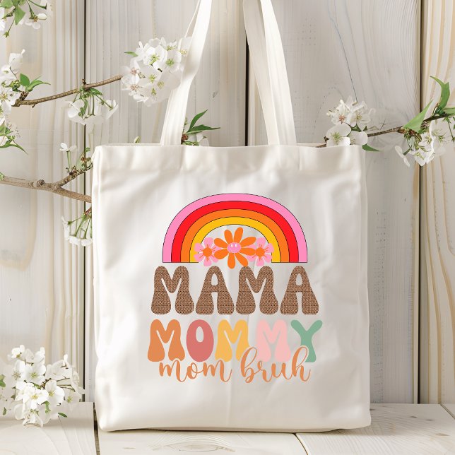 Mama Mommy Mom Bruh Funny Retro Groovy Tote Bag (Creator Uploaded)