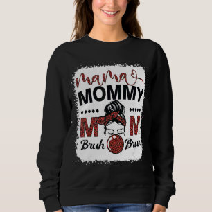 Mama Mommy Mom Bruh Mom Life Leopard Messy Bun 3 Sweatshirt