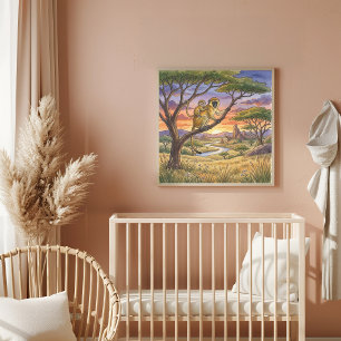 Mama Monkey and Baby Nursery Poster