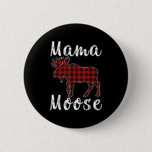 Mama Moose Family Christmas Pajama Red& Black 2 Inch Round Button