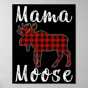 Mama Moose Family Christmas Pajama Red&amp; Black  Poster