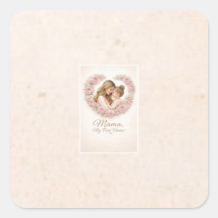 Mama — My First Home   Mother & Daughter Floral Tr Square Sticker