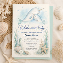 Mama Narwhal Snuggle Baby Shower Invitation
