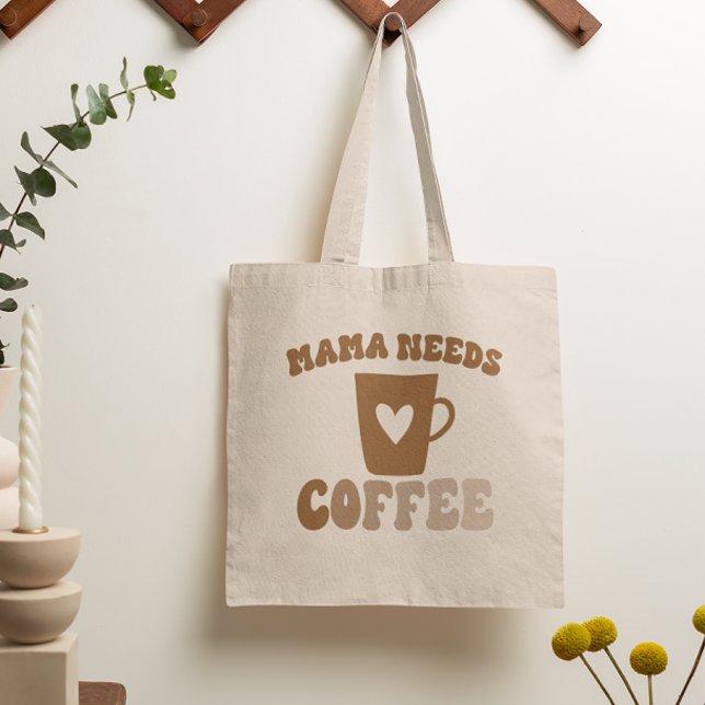 Mama Needs Coffee Brown Retro Mother's Day Tote Bag (Creator Uploaded)