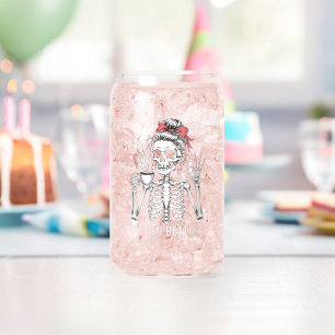 Mama Needs Coffee Skeleton Mom Iced Coffee Can Glass