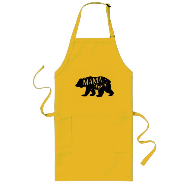 Mama Novelty Bear Funny Retro Long Apron (Front)