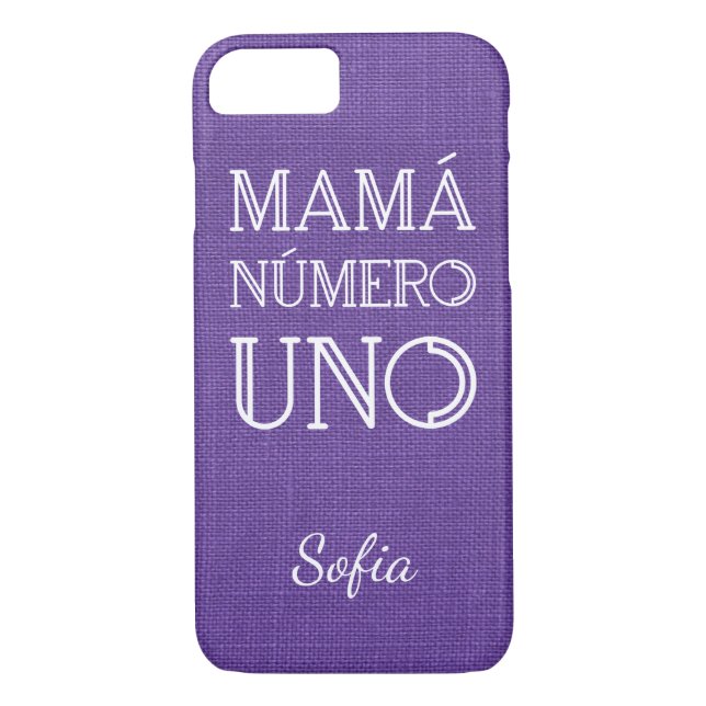 Mamá Número Uno on Violet Linen Photo, Custom Name Case-Mate iPhone Case (Back)