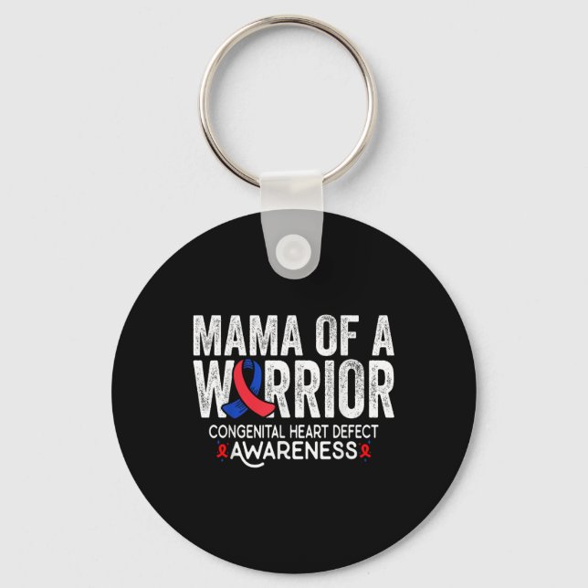 Mama Of A Warrior Chd Congenital Heart Defect Awar Keychain (Front)