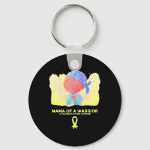 Mama Of A Warrior Childhood Cancer Awareness Keychain