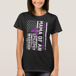 Mama of a Warrior Epilepsy Purple Ribbon Support U T-Shirt