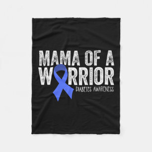 Mama Of A Warrior T1d Mom Diabetic Blue Ribbon Sup Fleece Blanket