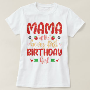 Mama Of The Berry Birthday Sweet Mom Strawberries T-Shirt