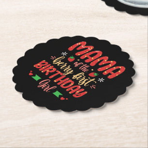 Mama Of The Berry First Birthday Girl Funny Mother Paper Coaster