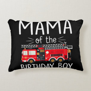 Mama of the Birthday Boy Fire Truck Firefighter Fa Accent Pillow