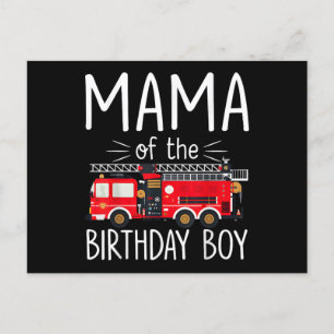 Mama of the Birthday Boy Fire Truck Firefighter Fa Holiday Postcard