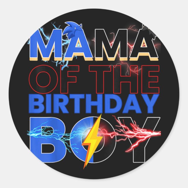 Mama Of The Birthday Boy Hedgehog Family Party Dec Classic Round Sticker (Front)
