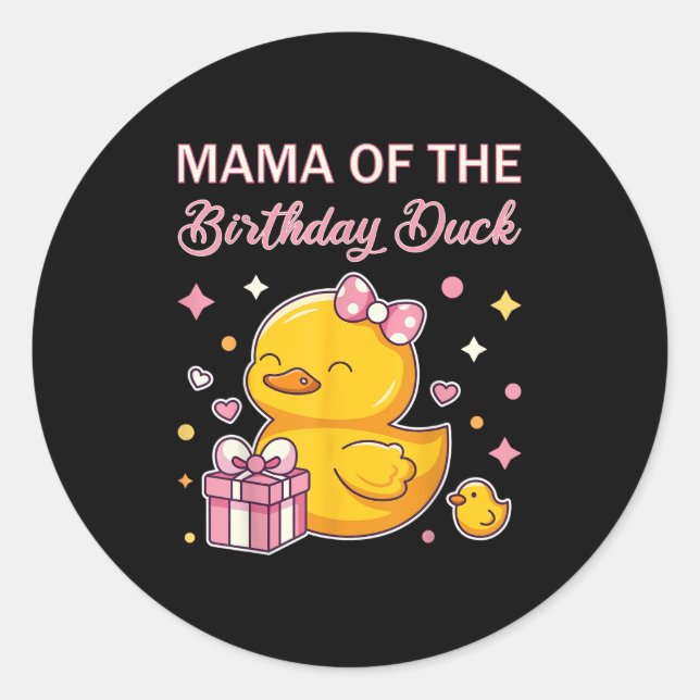 Mama Of The Birthday Duck Christmas Anime Party Ou Classic Round Sticker (Front)