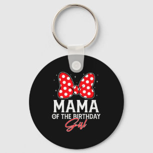 Mama of the birthday girl cute pink bow family keychain