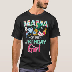 Mama Of The Birthday Girl Onederland Pink Teal Mat T-Shirt