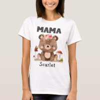 Mama of the Birthday Girl Wodland Baby Bear T-Shir