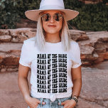 Mama of the Bride Black Matching Bridal Party T-Shirt<br><div class="desc">Looking for a unique and personalized gift for the mother of the bride? Look no further than our black Mama of the Bride personalized matching bridal party t-shirt! This shirt is perfect for any bachelorette party. Not only is this shirt stylish and comfortable, but it also features fun and trendy...</div>
