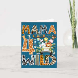 Mama of the four wild safari jungle 4th birthday card