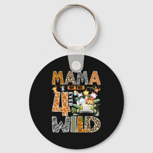 Mama of the four wild safari jungle 4th birthday keychain