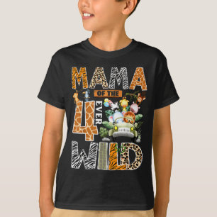 Mama of the four wild safari jungle 4th birthday T-Shirt