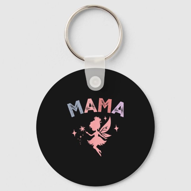 Mama Of The Little Fairy Birthday Girl Family Matc Keychain (Front)