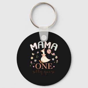 Mama of the one silly goose 1st birthday girl keychain