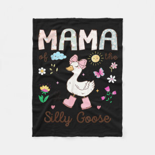Mama of The Silly Goose 1st Birthday Girl Matching Fleece Blanket