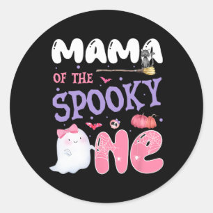 Mama Of The Spooky One 1st Birthday Halloween Pink Classic Round Sticker