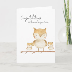 Mama Owl and Twins Card