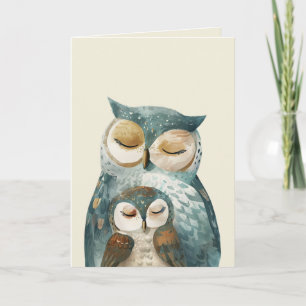 Mama Owl & Owlet Woodland Mother's Day Photo Card