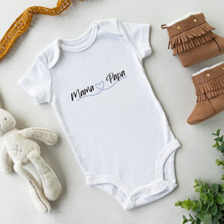 Mama Papa with Heart T-Shirt Baby Bodysuit
