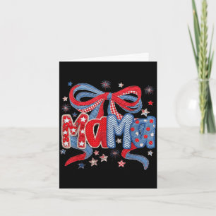 Mama patchwork patriotic coquette bow 4th of july card