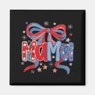 Mama patchwork patriotic coquette bow 4th of july magnet